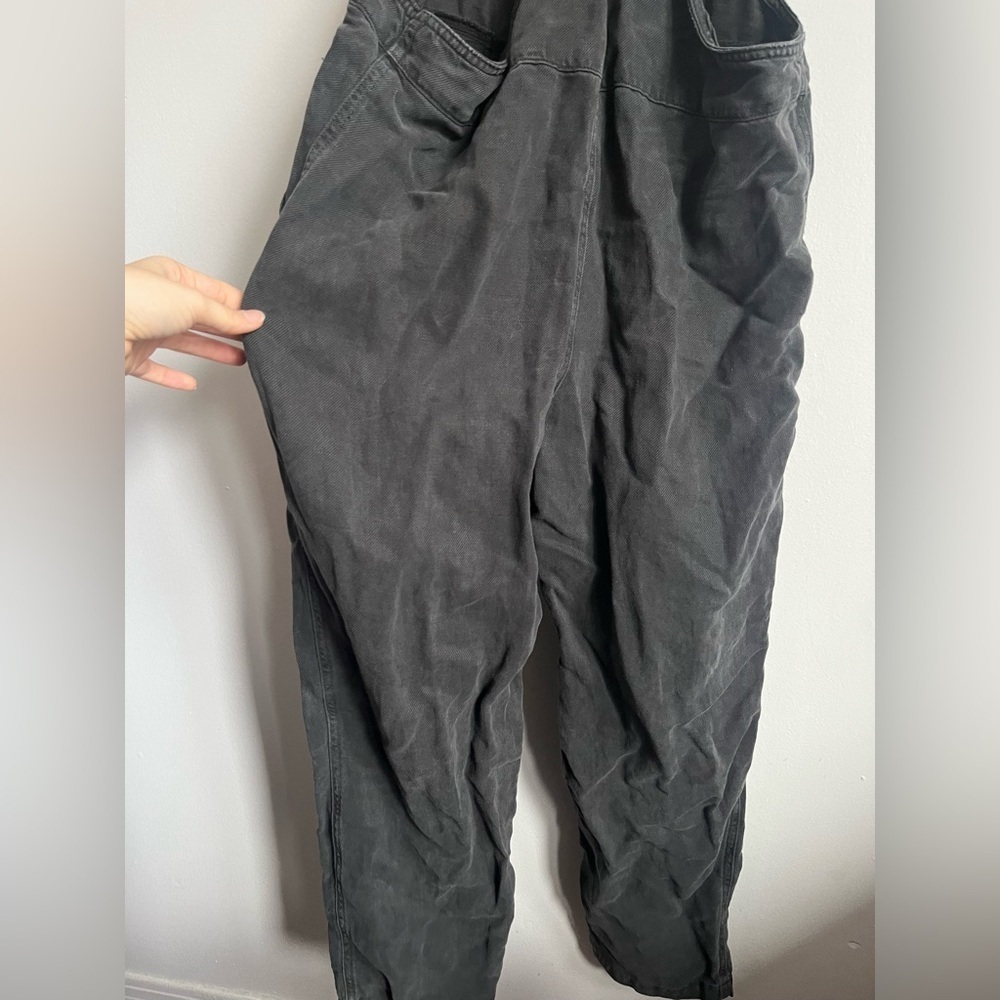 Aerie Charcoal Gray Cotton Werk & Play Twill Adjustable Overalls Jumpsuit XS - Picture 9 of 11